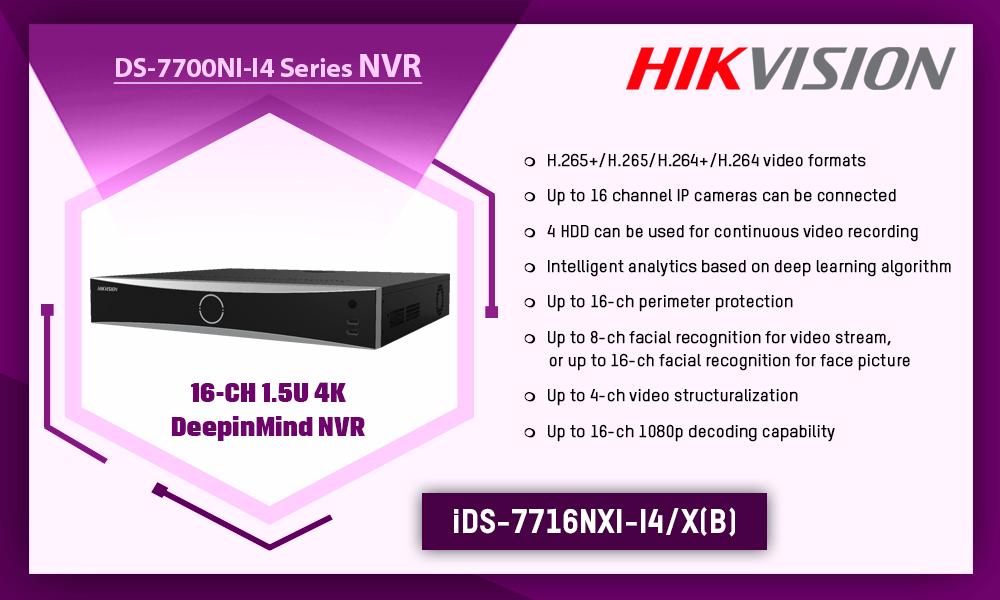 IDS-7716NXI-I4/X(B) - Hikvision DS-7700NI-I4 SERIE NVR (4K & H.265+)